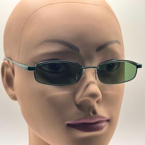 Vintage NOS Y2K Narrow Green monochrome Eyeglass Frames with New Non-RX Lenses